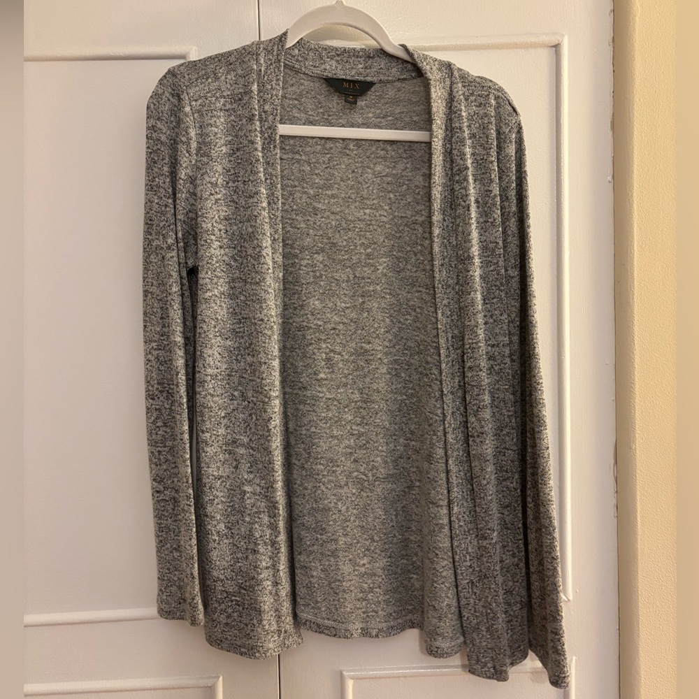 Gray Open Front Cardigan Sweater
